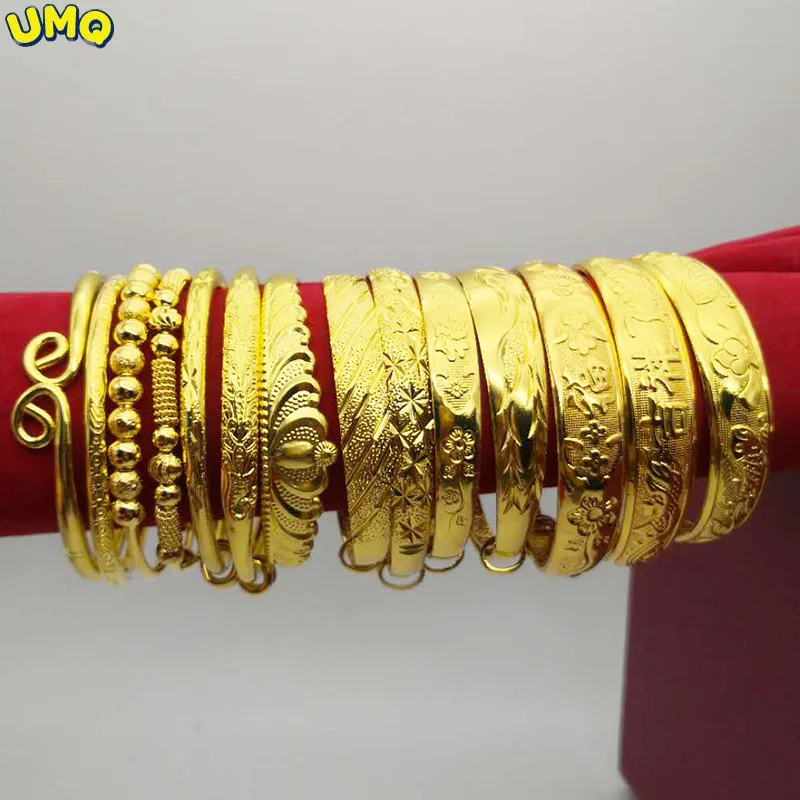 

18k Gold Plated Bracelet Female Duoduo Imitation Gold Bracelet Opening Full of Stars, Meteor Shower, Fu Word Dragon and Phoenix
