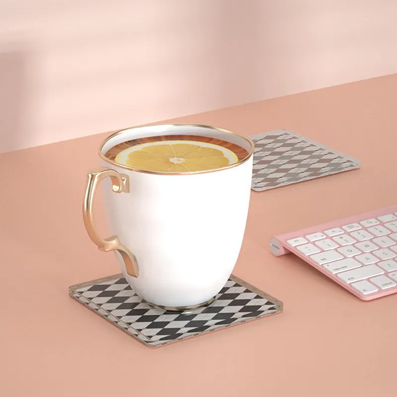 

Модная клетчатая акриловая подставка под кружку, термостойкая Подставка под кружку, подставка для фотографии, гаджет, Домашний Настольный ...