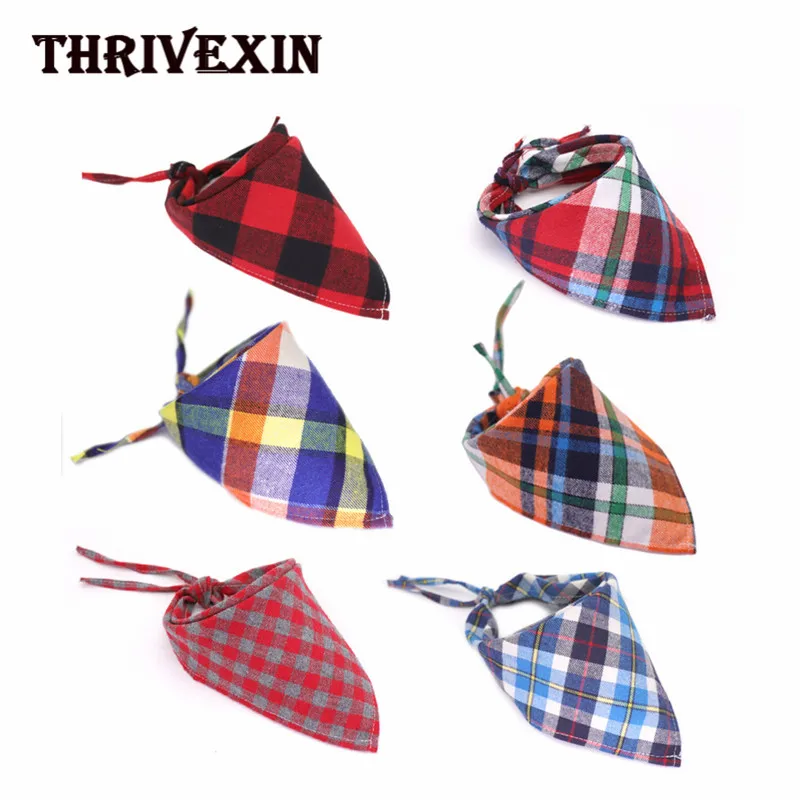 

Питомцы, новые хлопковые кошечки, собаки, клетчатый треугольный шарф с принтом, регулируемый питомец, щенок, Детская Косынка