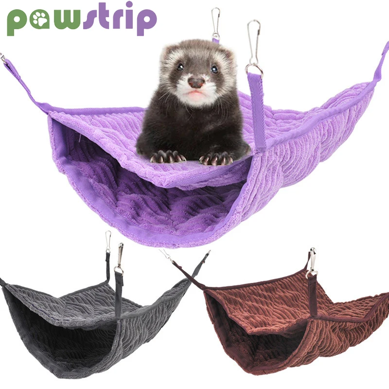 

Hamster Hammock Small Animal Hanging Bed House Soft Double Thick Squirrel Guinea Pig Rat Sleeping Beds Hamster Cage Pet Supplies