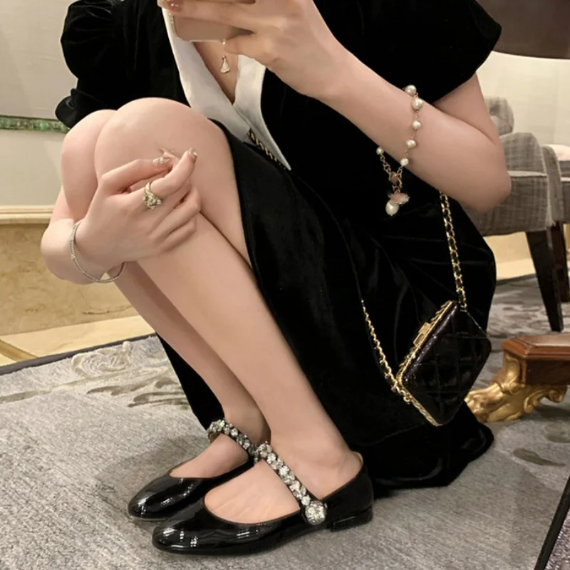 Женские однотонные лакированные туфли Мэри Джейн Chaussure Femme с круглым носком и