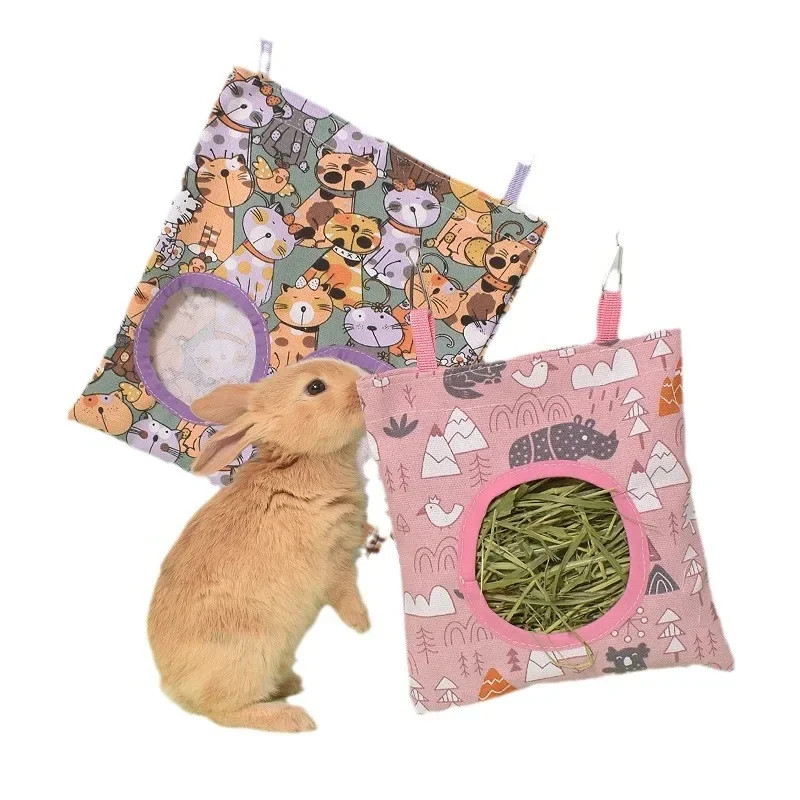 Подвесная сумка для сена на 1/2/3 отверстия кролика морских свинок маленькая