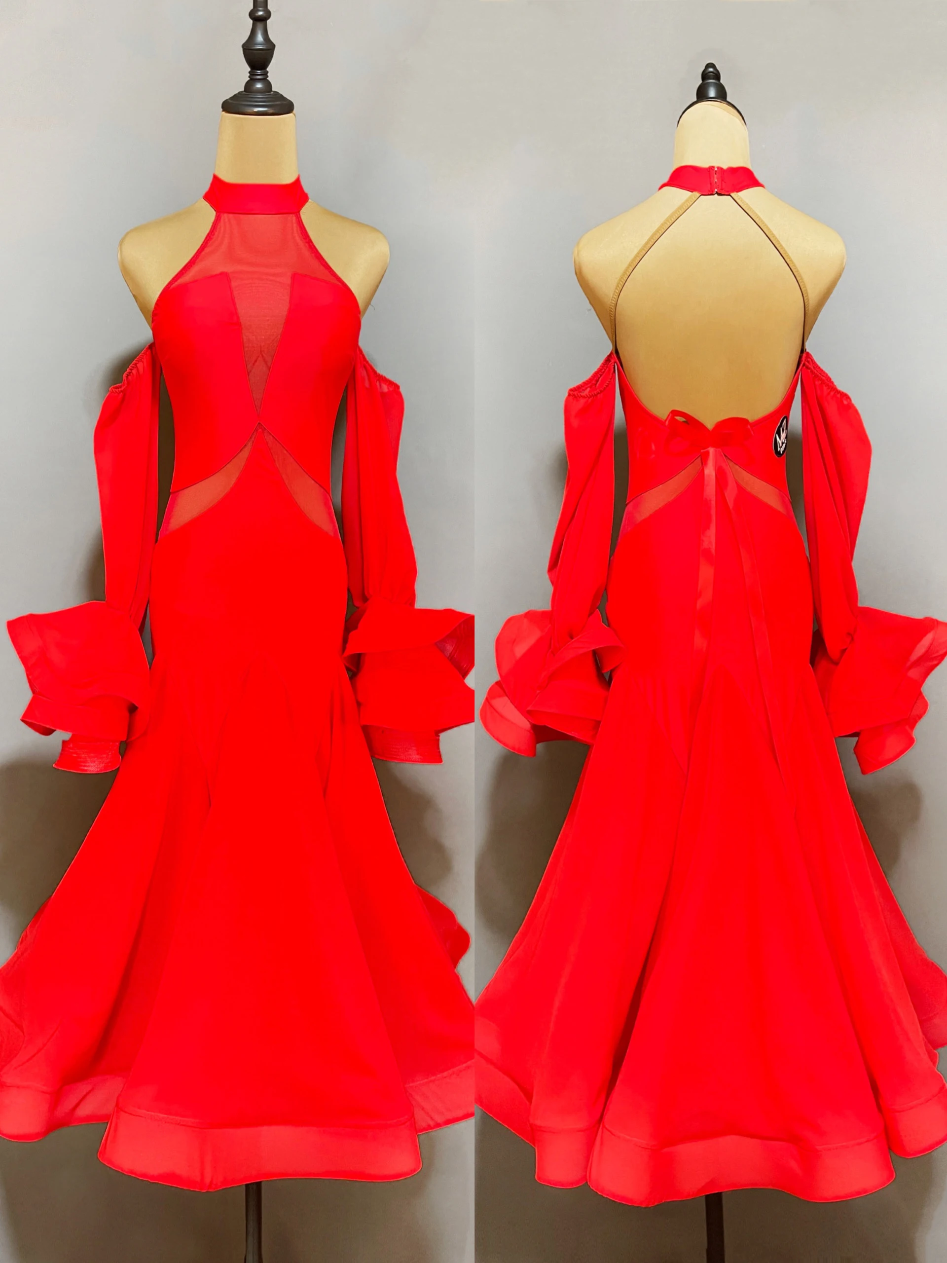

Красное платье для бальных танцев, женское платье для выпускного вечера и соревнований, платье для вальса и лисы, костюм для представлений, сценическая одежда JL5661