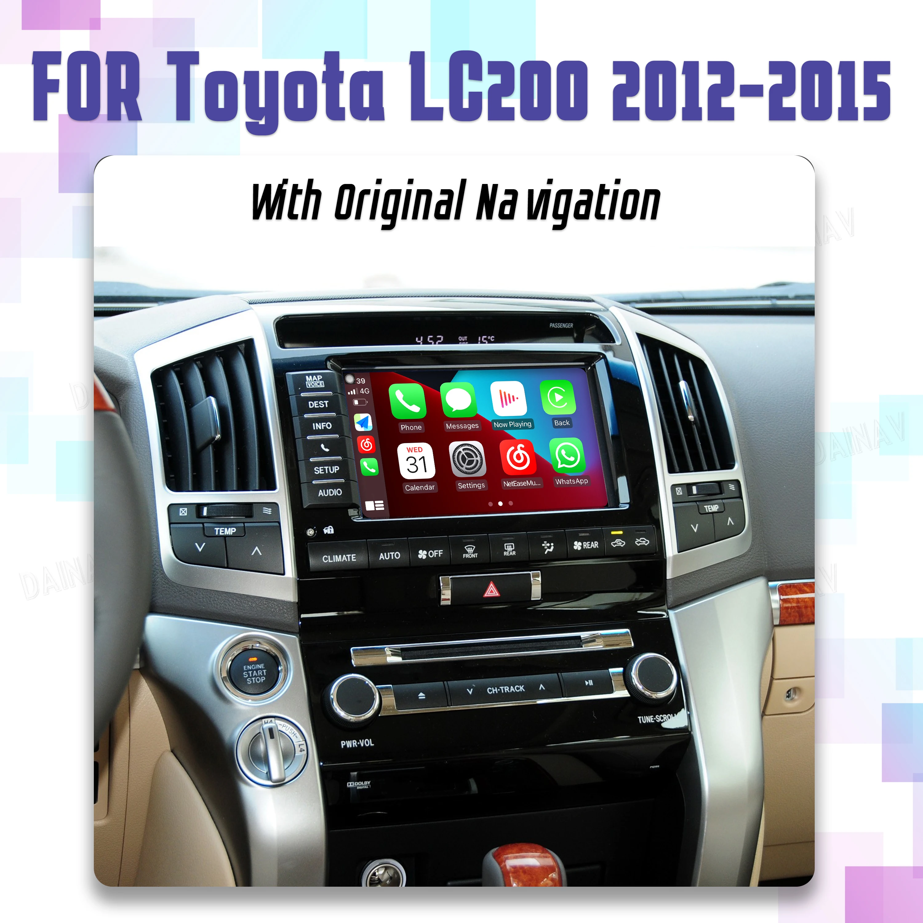 

Linux Box для Toyota Land Cruiser 200 LC200, беспроводной Apple CarPlay, Android, стерео, обновление, OEM-экран, мультимедийный плеер