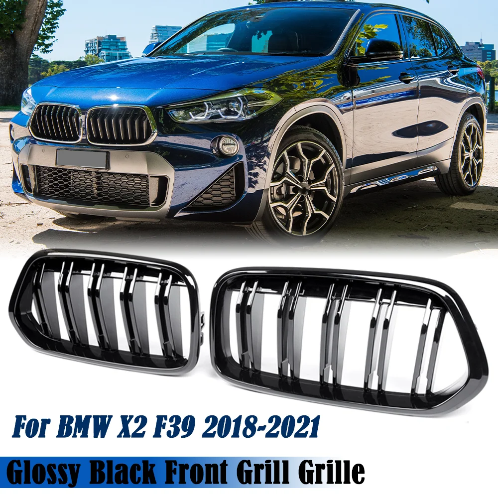 

Gloss Black Front Bumper Kidney Grill Grilles For BMW X2 F39 2018 2019 2020 2021 Car Accessories Replacement Racing Grills