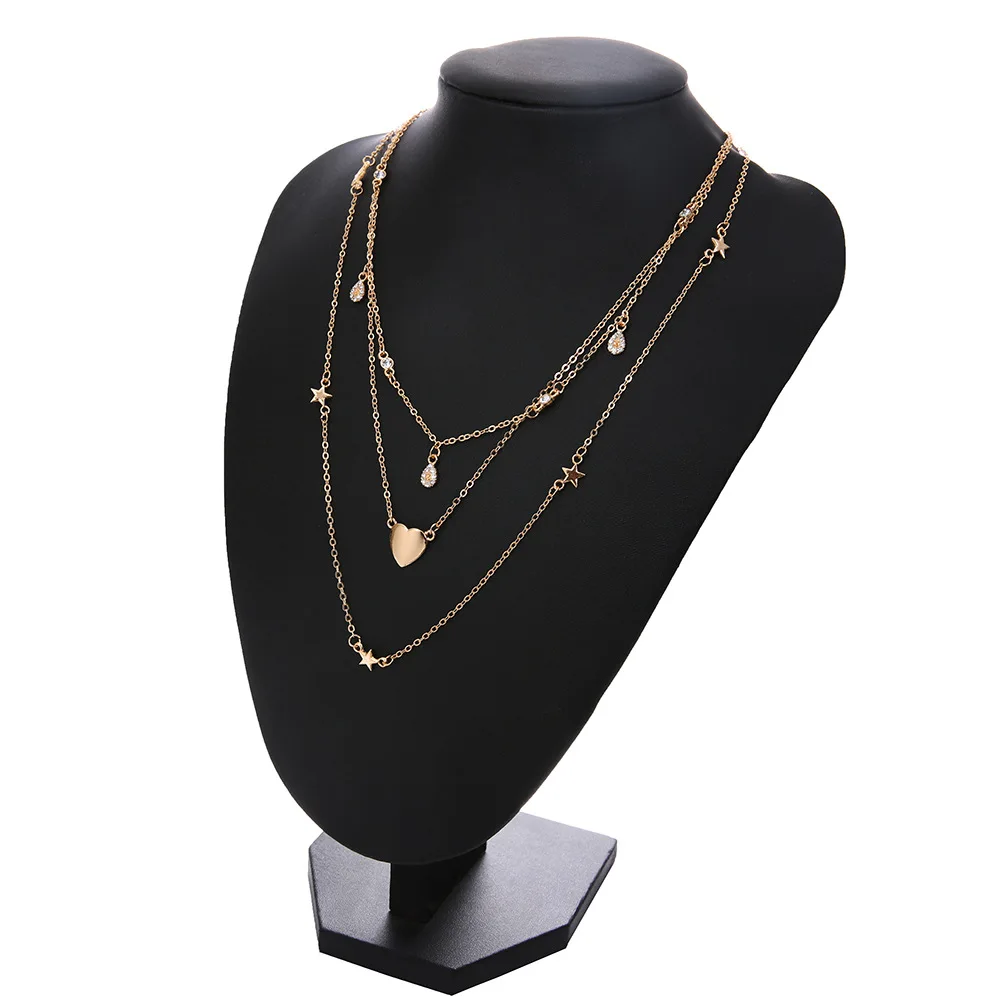 Ожерелье в стиле бохо для женщин чокер золотого цвета форме сердца и звезды