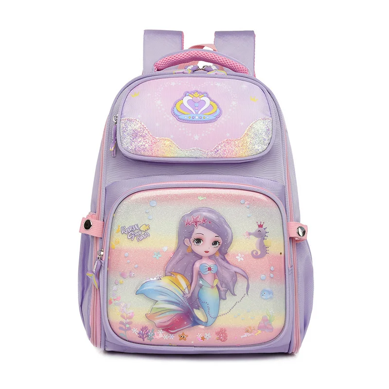 

Cartoon mermaid children's backpack for grades 1-3 primary school students' schoolbag girls' load-reducing space bag