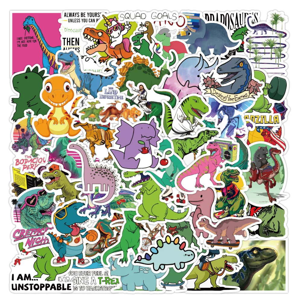 

10/30/50PCS New Popular Cartoon Dinosaur Travel Sticker Pack Skateboard Decoration DIY Laptop Children Graffiti Decal Wholesale