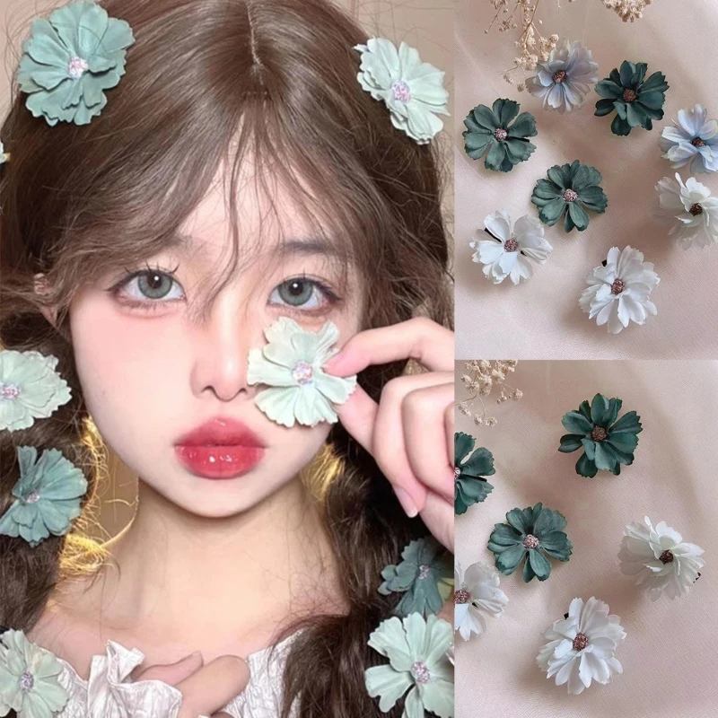 

Harajuku Flower Y2K-Style Flower Hairpin Sweet Handmade Cute Pins Hairpin Headwear Hair Accessories Women Girls