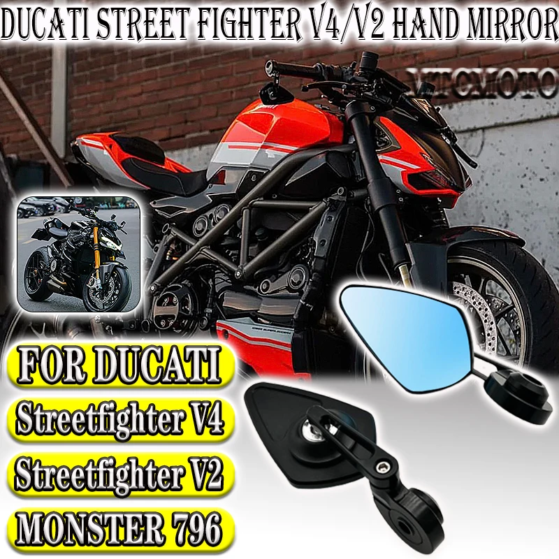 Алюминиевое зеркало на руле мотоцикла v4 с ЧПУ для Ducati Street Fighter V4 V2 Monster 821 1200 Scrambler 400