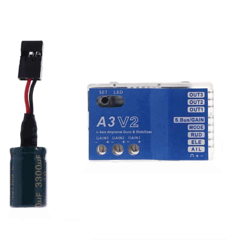 

1Pack 3 Axis Gyro A3 V2 Aeroplane Flight Controller Stabilizer PC + Metal For RC Airplane Fixed-Wing Copter