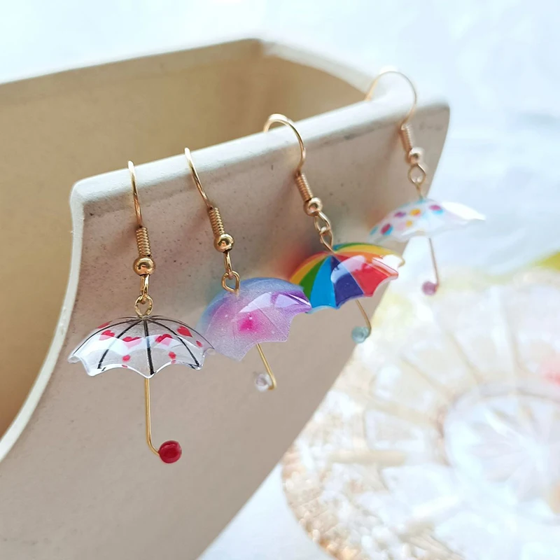 

1 Pair Mini Creative Colorful Lovely Little Drop Umbrella Earrings For Women Girls Fashion Ethnic Style Dangle Earrings