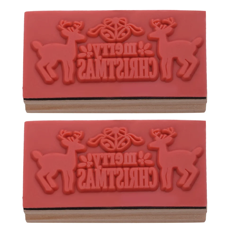 

2Pcs Merry Christmas Stamper Cartoon Stamper Deer Pattern DIY Stamper