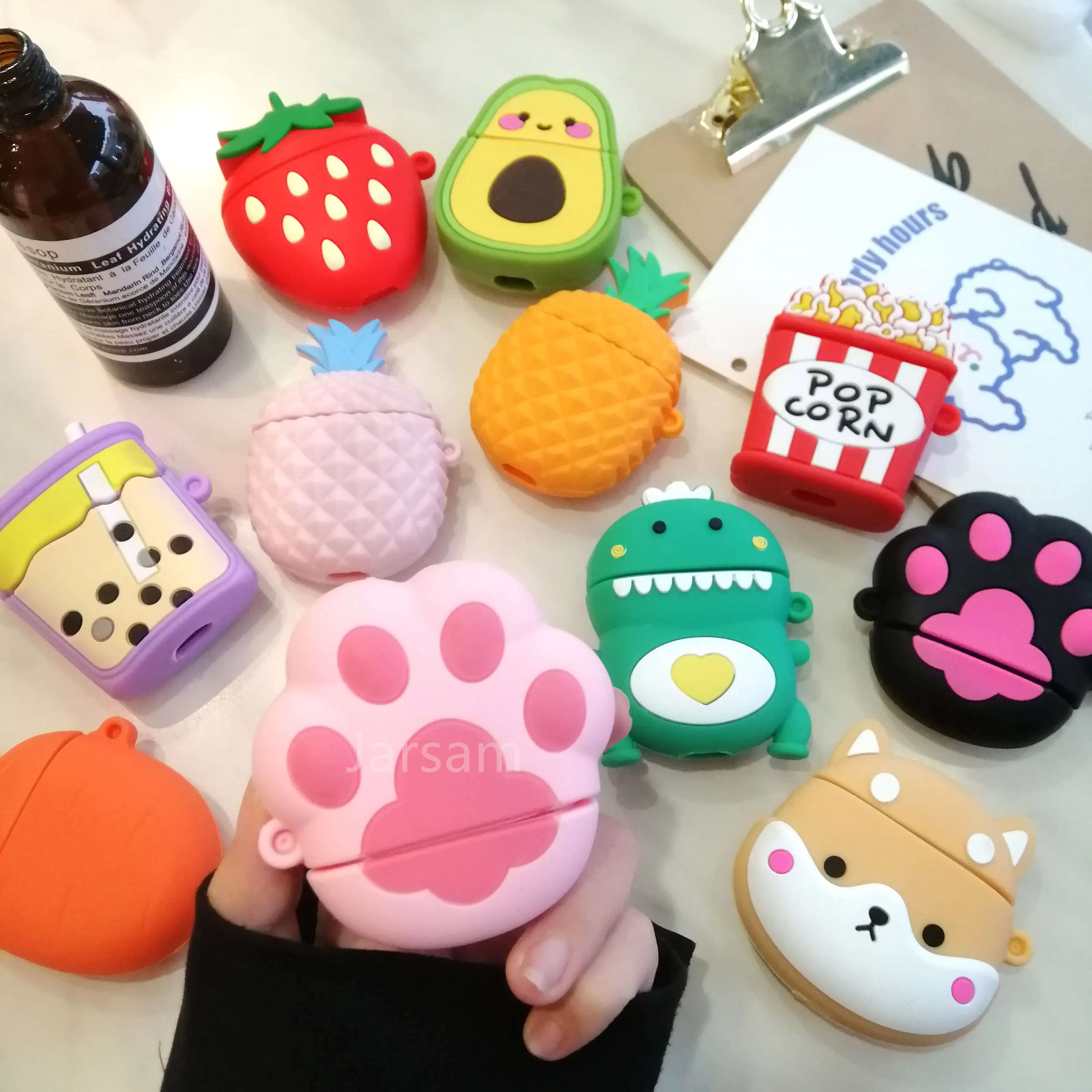 

Розовый чехол в виде кошачьей Лапы Для Airpods, силиконовый чехол для беспроводных наушников AirPods 2, защитный чехол для наушников AirPod, чехол