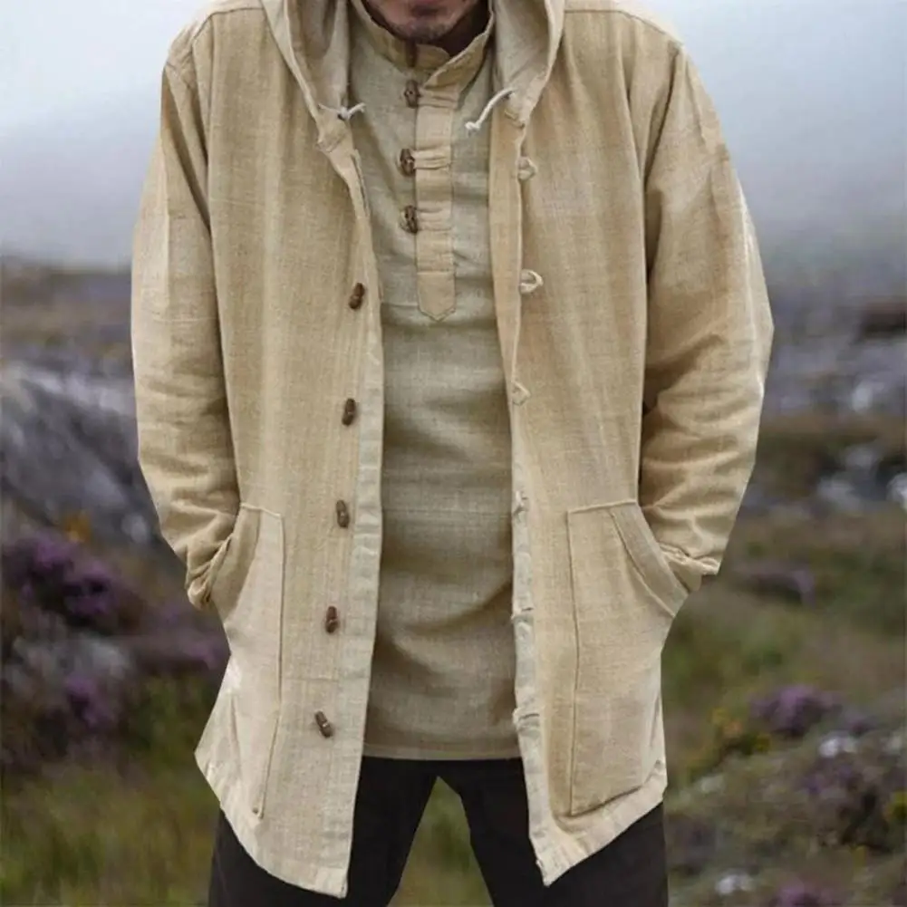 

Однотонная однобортная Мужская рубашка на пуговицах, пальто с капюшоном, с защитой от пиллинга, весеннее пальто с длинными рукавами, винтаж...