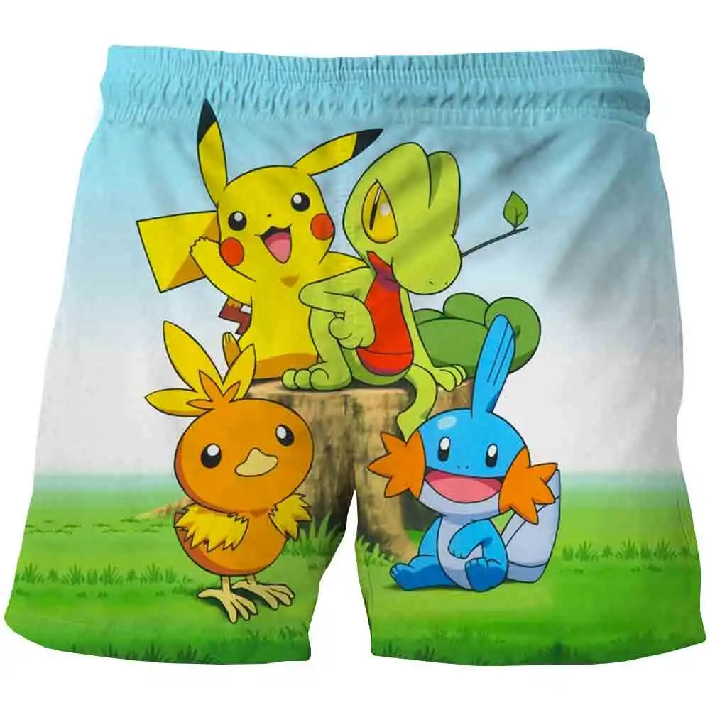 

Boys And Girls Pokemon Shorts Summer Kids Fashion Short Pants Children 3D Cartoon Casual Elastic Waist Short Trousers 4-14 Years