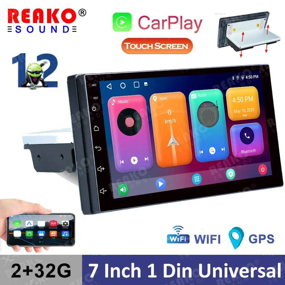 

Автомобильная магнитола 1 Din, 7 дюймов, 2 + 32 ГБ, радио, Android, Автомобильный мультимедийный плеер, Carpaly, GPS-навигация, BT, аудио, Wi-Fi, MirrorLink, стерео