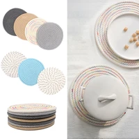 round woven nordic style non slip placemat coaster insulation padding mug cup table mat home decor napkin kitchen accessories