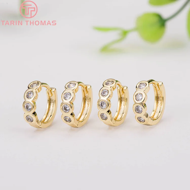 

Круглые серьги-кольца из латуни с цирконием, 4 шт., 2278 мм, 24 К, золотистого цвета, фурнитура для изготовления ювелирных изделий своими руками