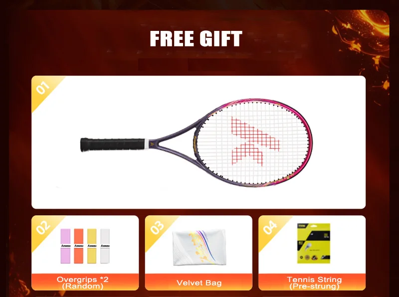 Фото Профессиональная теннисная ракетка Kawasaki из углеродного волокна 104sqin, большая головка для контроля мощности и вращения |   Теннис для средней игры для взрослых №5
