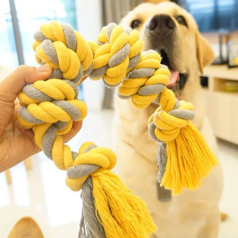 

1PC Dog Toy Knot Rope Ball Cotton Rope Dumbbell Puppy Cleaning Teeth Chew Toy Durable Braided Bite Resistant Pet Supplies