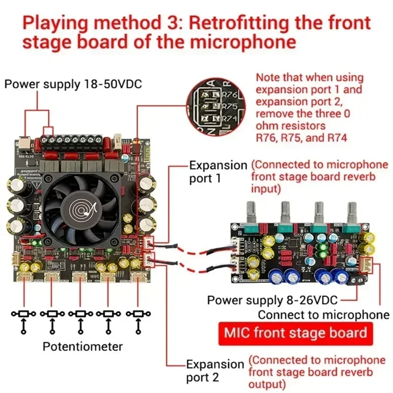Модуль усилителя мощности ZK-AS21P TPA3255*2 2 1-канальная плата Bluetooth 300 Вт + 600
