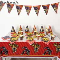 children party set transformation bumblebee optimus prime boy loves disposable tableware birthday party decorations supplies