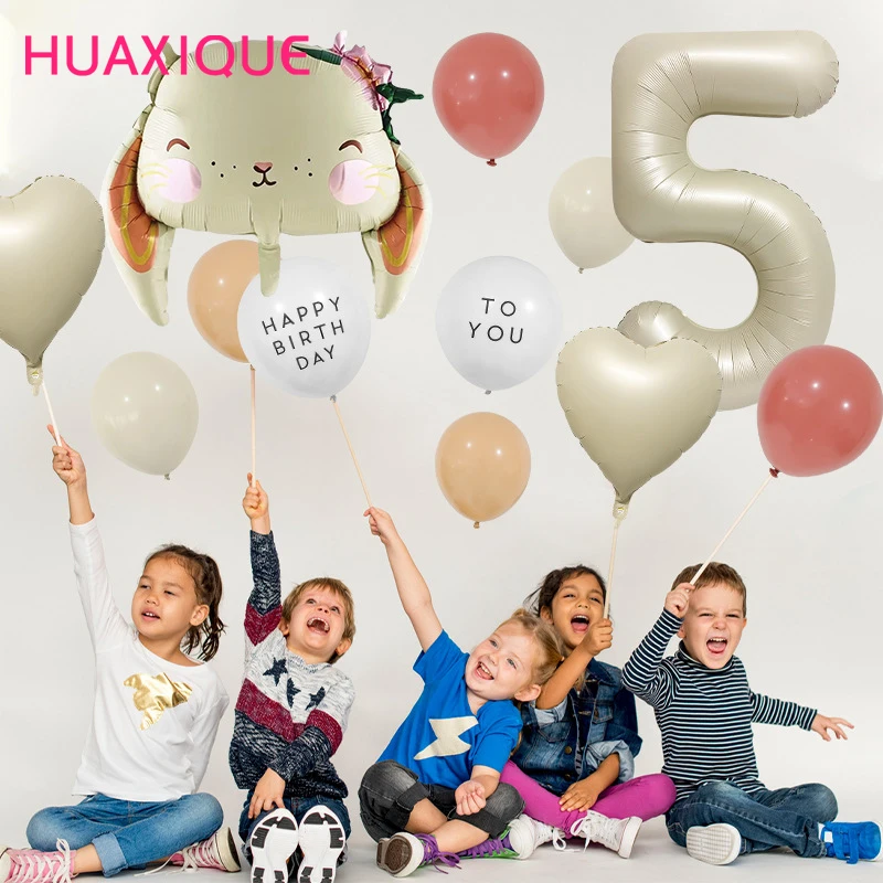 

Cute lop-eared rabbit inflatable number balloon set birthday party baby shower anniversary decoration supplies