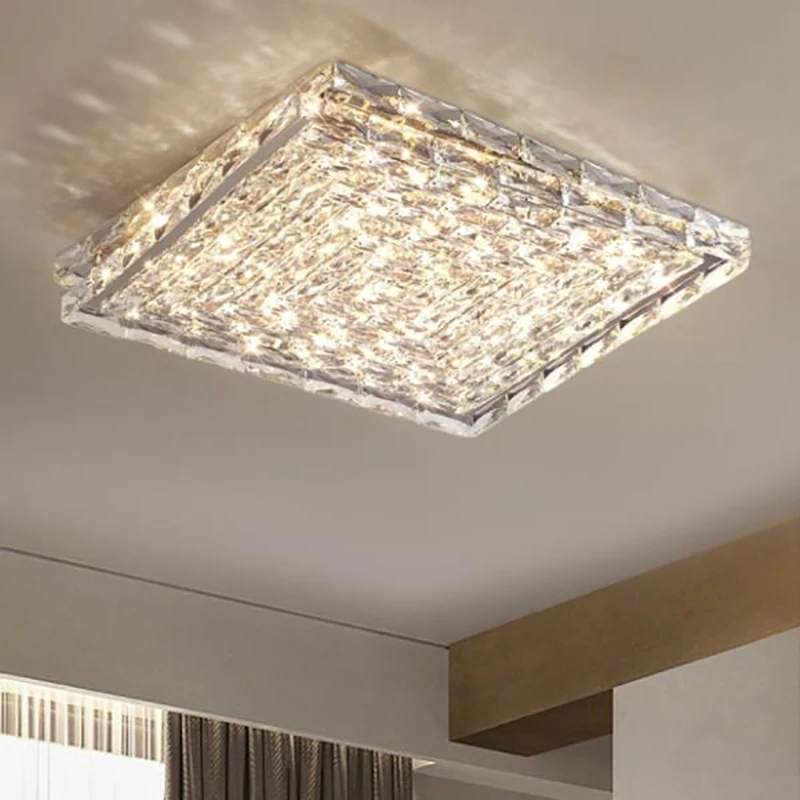 

Transparent Crystal LED Ceiling Lamp Living Room Bedroom Restaurant Modern Lighting Fixtures Home Decor Surface Mount Square