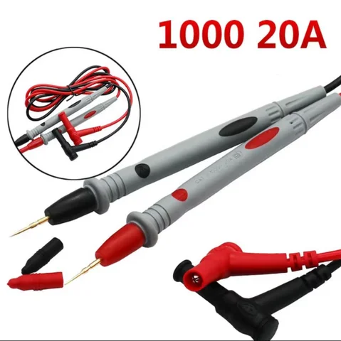 1 par de testes de sonda universal pinos para o multímetro digital Medidor de agulha Multi medidor Testador de chumbo Cabo de caneta de fios 20a