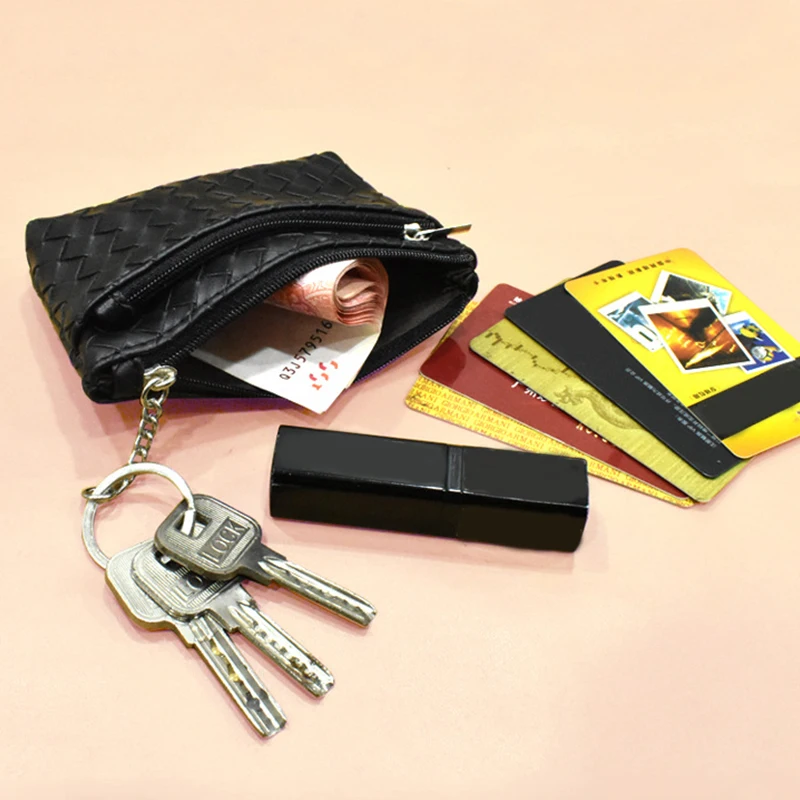 Woven Pattern Coin Wallet Zipper Coin Purse Key Bags Change Purse Earphone Organizer Card Bags Simple Small Carteras Para Mujer