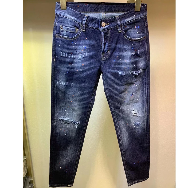 

2022 New Fashion Pants For Women Loose Style Wash Water Worn Lady Trousers Brand Denim Hole Jean