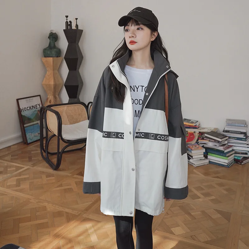 

SuperAen 2022 стеганая куртка с вышивкой Корейский темперамент серая стеганая куртка пальто для женщин