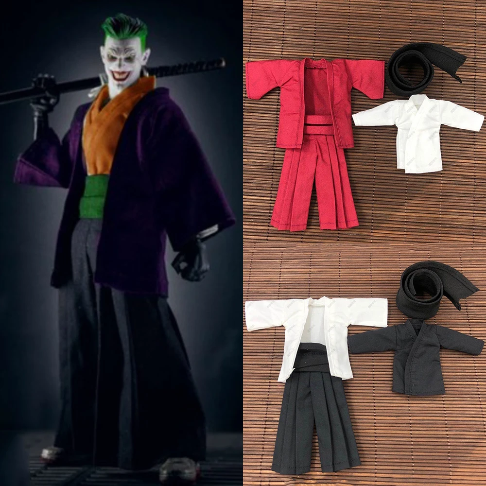 

1/12 Scale Clown Samurai Clothes Kimono Suit Robe Shirt Pants Scarf Set Model for 6" Clown SHF MEZCO 3ATOYS Figure Doll