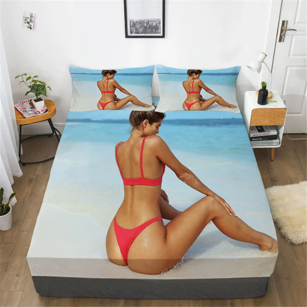 

3D Comforter Set Sexy Girl Print Quilt Duvet Covers Home Bedclothes Queen King Size Modern Bedding Fitted Sheet Sheets Bed Cover