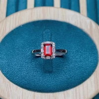 CoLifeLove VVS Grade Natural Garnet Ring 4mm*6mm 0.5ct Emerald Cut Garnet Silver Ring 925 Silver Gemstone Jewelry