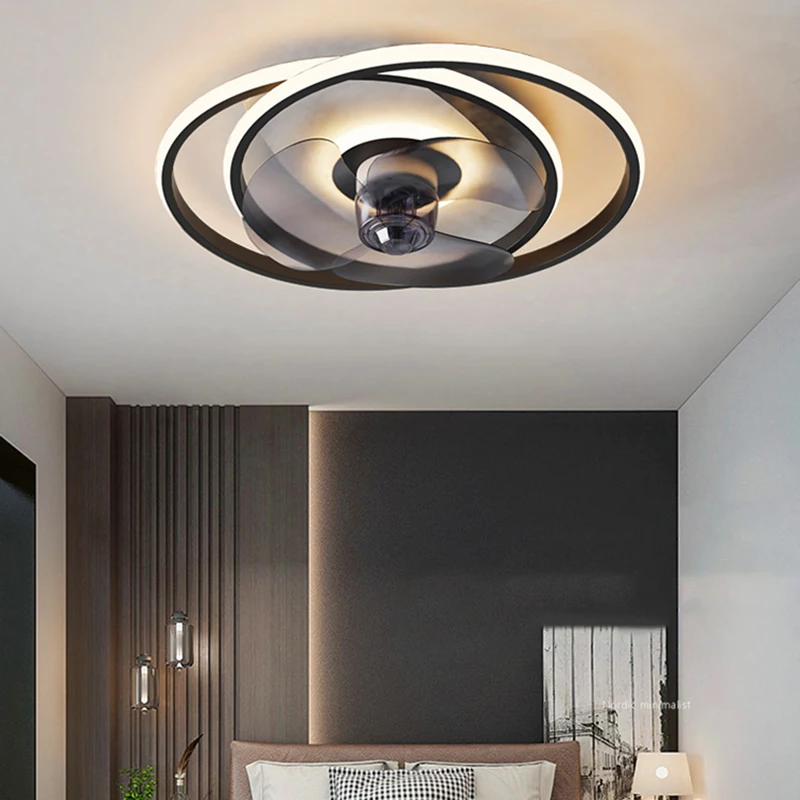 

Art Led Chandlier Pendant Lamp Ceiling Fan With Light Nordic silent cooling without blades bedroom indoor ventilador de techo