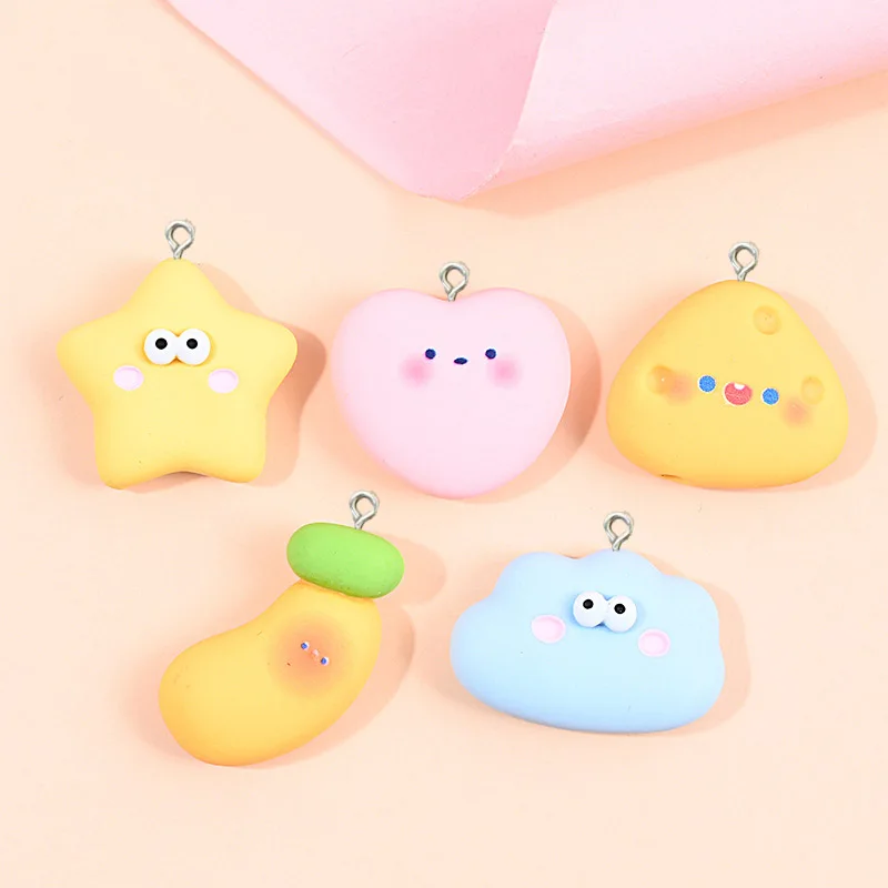 10Pcs Cartoon Cute Cloud Banana Cloud Cheese Star Heart Resin Charms For Jewelry Making Earring Necklace Bracelet Pendants