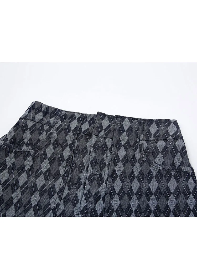 Женская джинсовая плиссированная мини-юбка с высокой талией трапециевидная