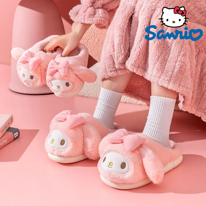 

Мультяшные хлопковые тапочки Sanrio My Melody, Симпатичные домашние тапочки для девочек, зима 2022, новые плюшевые тапочки для взрослых и детей, подарки-сюрпризы