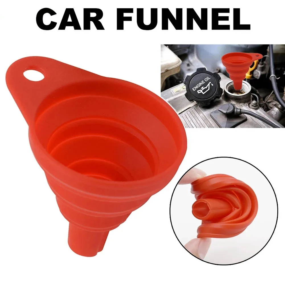 

Car Engine Funnel Universal Silicone Liquid Funnel Foldable Portable Auto Engine Oil Petrol Change Funnel Collapsible Car Funnel