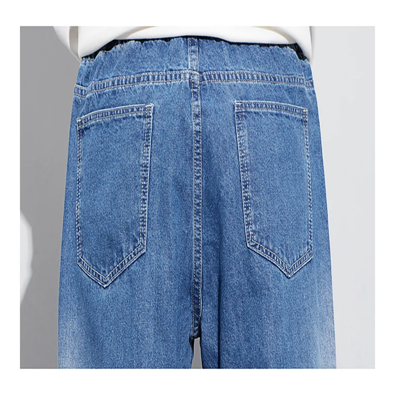 Джинсы Y2K мужские прямые свободные мешковатые джинсовые брюки с эластичным