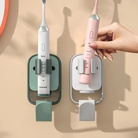 wall mounted self adhesive electric toothbrush gravity holder with cup hook bathroom household punch free toothbrush holder