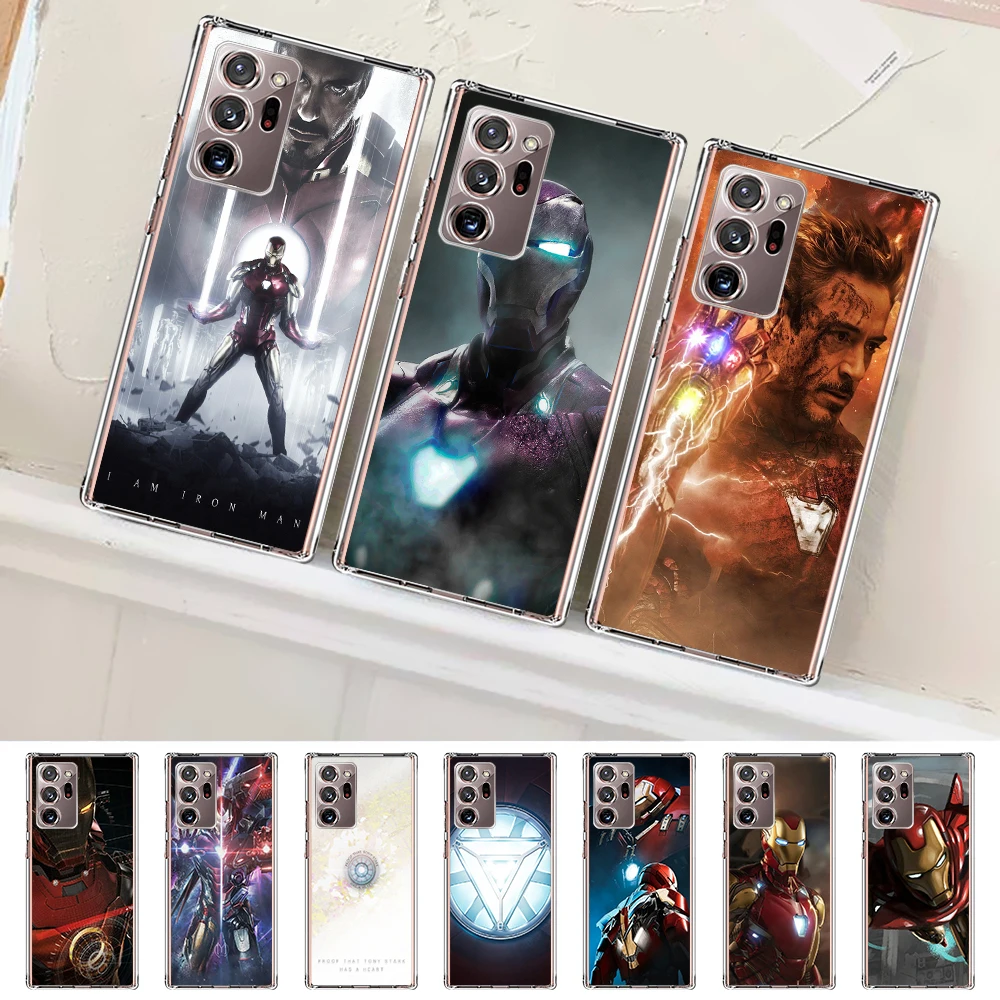 

TPU Case for Samsung Galaxy Note 20 Ultra 10 Lite 9 8 S23 S21 S20 FE S22 Plus Transparent Phone Cover Marvel Iron Man Ironman