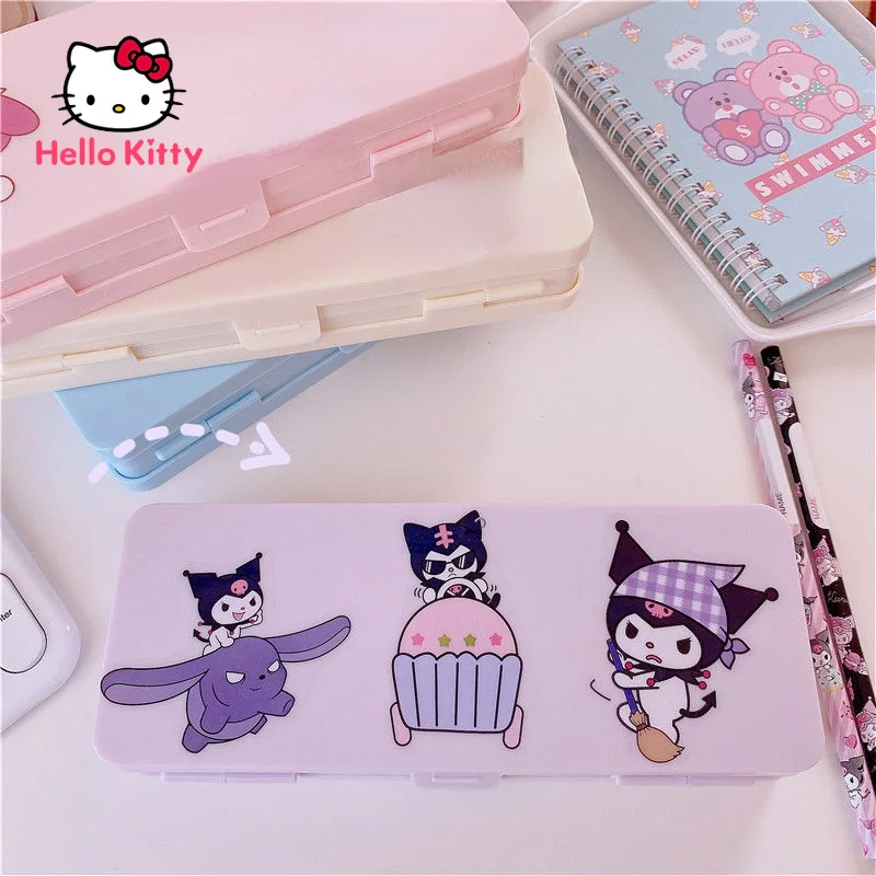 Двухслойный пенал Hello Kitty Kuromi для хранения канцелярских принадлежностей учеников