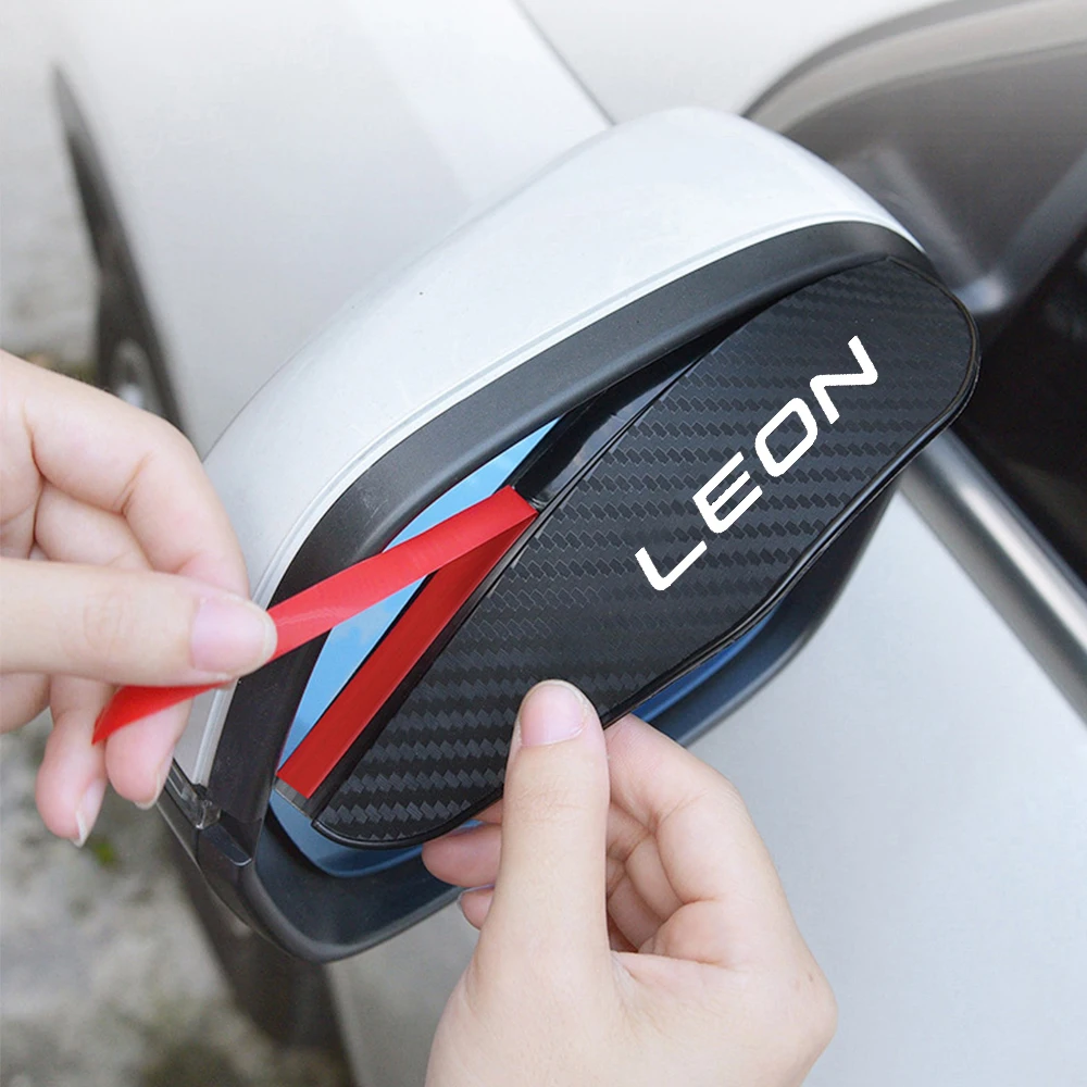 

2pcs Car Rear View Mirror Rain Eyebrow Visor Carbon Fiber For Seat Leon 2008-2023