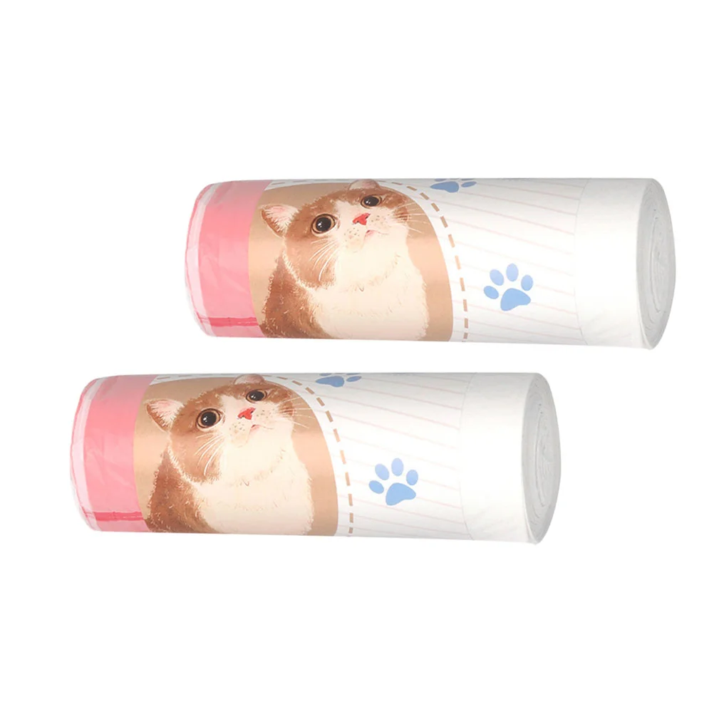 

2 Rolls of Cat Litter Storage Bags Drawstring Kitten Trash Bags for Litter Box