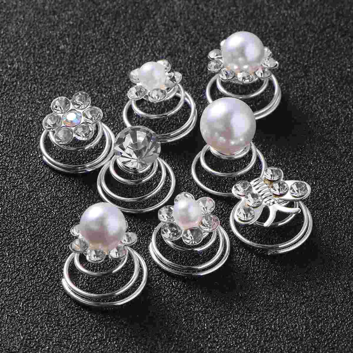 

Hair Clips Rhinestone Accessories Spiral Women Wedding Crystal Bridal Jewelry Braids Jewels Mini Flower Pin Clip Stick Bedazzler