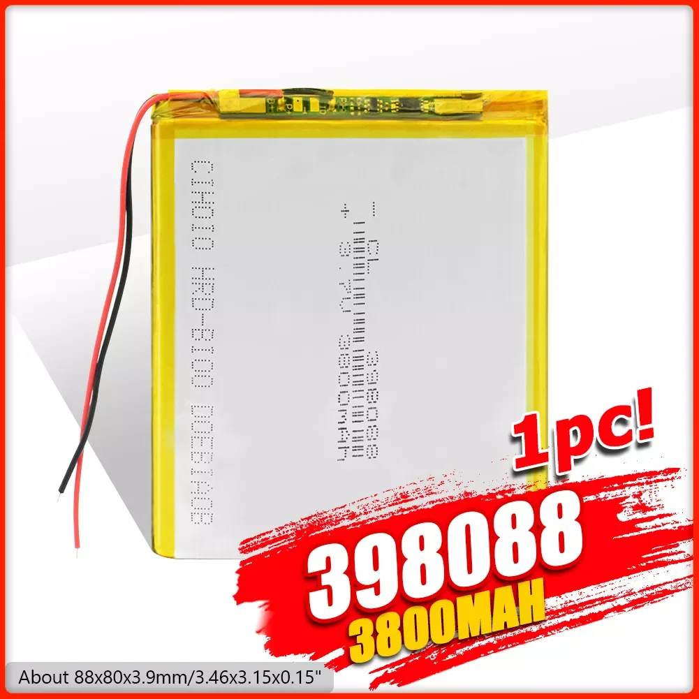 

Rechargeable 398088 3.7v 3800mAh li-ion Lipo cells Lithium Li-Po Polymer Battery 398088 For interphone Searchlight Speaker