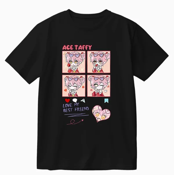 Летняя футболка с коротким рукавом и аниме Vtuber Ace Taffy костюм для косплея